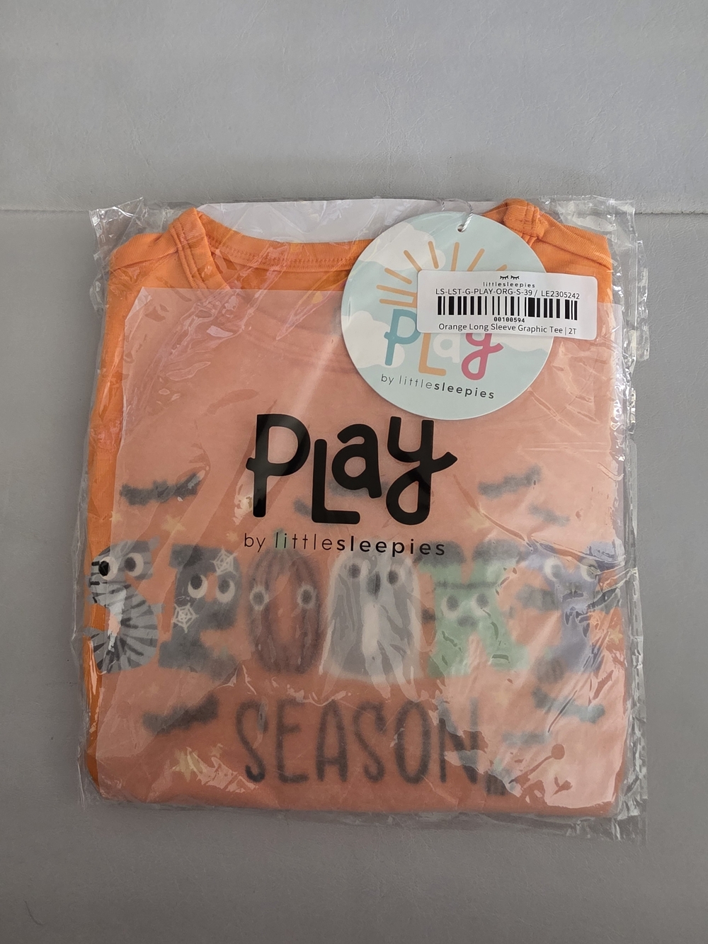 NWT Little Sleepies Orange Spooky Season Long Sleeve Graphic Tee - Size 2T